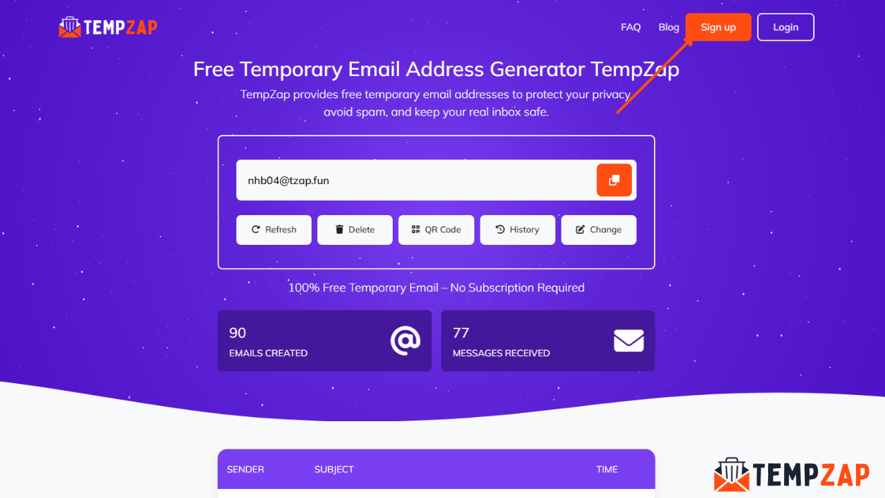 TempZap Signup