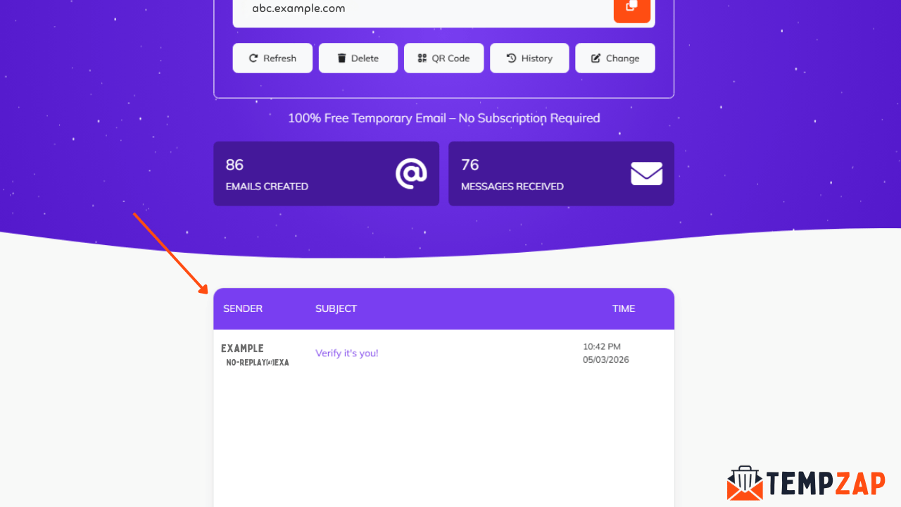 TempZap temporary email inbox receiving verification email